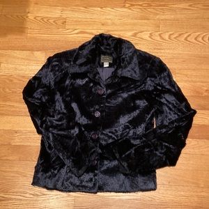 COPY - Very dark navy (almost black) faux fur short jacket